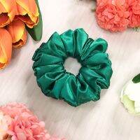 ยางรัดผม scrunchie รหัส P092 สี Viridian ผ้าซาตินโรม่าเนื้อมุก