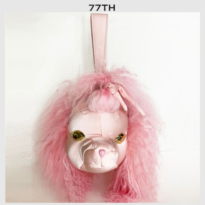 77th-pink-poodle-shape-hand-bag