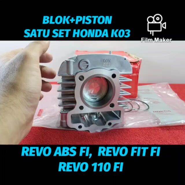 BLOK SEHER + PISTON SATU SET KUALITAS ASLI ORIGINAL HONDA AHM K03 REVO