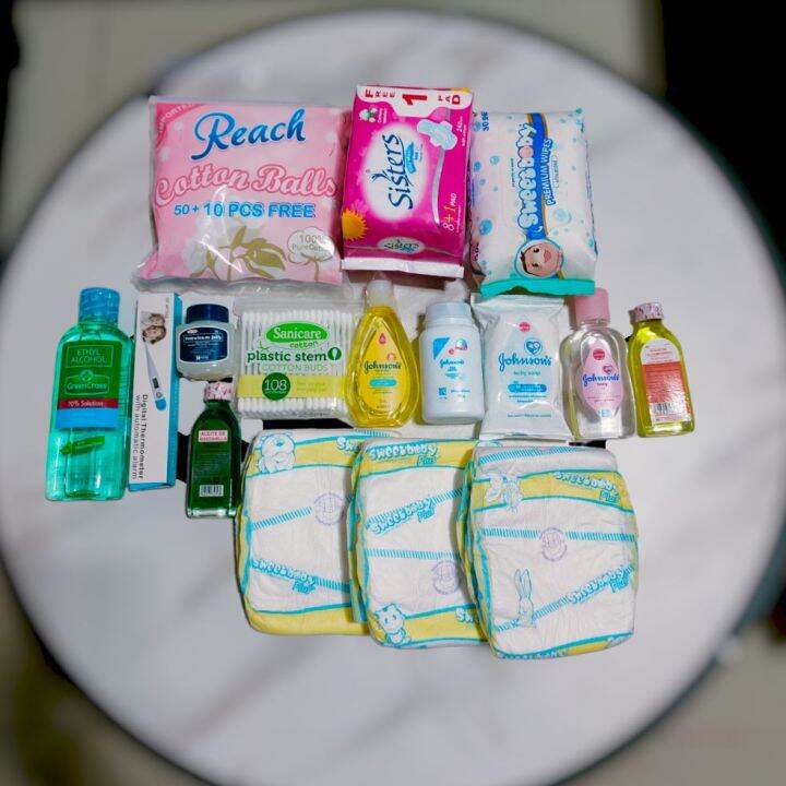 Reach Cotton Balls +baby essentials tipid set with free diapers Lazada PH