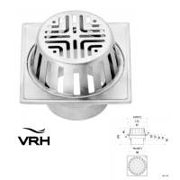 FUVHU-W001JS ตะแกรงหัวน้ำฝน ทรงสี่เหลี่ยม 5″ ฝากลมท่อขนาด 3″ อัตราการระบายน้ำ 23ลิตร/นาที VRH W001JS