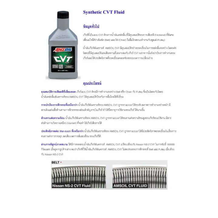 น้ำมันเกียร์ Amsoil CVT | Lazada.co.th