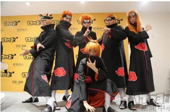 Naruto Akatsuki Cloak Anime Cosplay Costume Set Halloween Cosplay Longo  Cloak