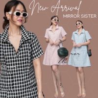 ?ป้าย Mirrorsister​ 20331.3 เดรสเชิ้ตแขนสั้นผ้าทวีต แพทเทิร์นเบสิคเรียบง่าย แขนสั้น คอปกเชิ้ต มีกระดุมผ่าหน้าถึงช่วงอก