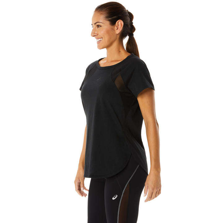 asics-women-mesh-panel-training-ss-top-women-training-เสื้อ-ผู้หญิง-เสื้อ-เสื้อคอกลม-ของแท้-performance-black