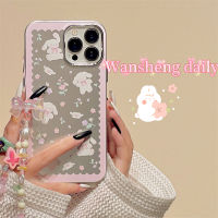 Wansheng เคสโทรศัพท์มือถือลายภาพวาดสีน้ำมันสีเงินชุบด้วยไฟฟ้าลายดอกเล็กลายสุนัข iphone14promax iPhone 13แบบใหม่11 14Pro หญิง12โซ่14PM เคสป้องกันซิลิโคนสองชั้นสร้างสรรค์กันกระแทก