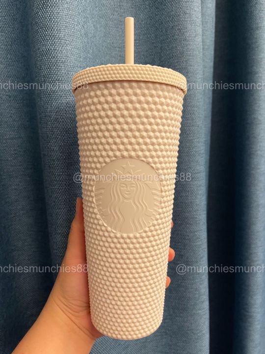 Starbucks 2020 Matte Light Pink Studded 24 oz. Tumbler Cold Cup with Straw