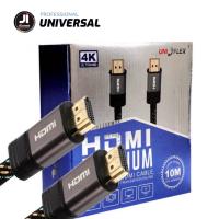 HDMI JiConext สายถัก HDMI 10 เมตร V. 2.0 UNIFLEX  อินเตอร์เฟซมัลติมีเดียความละเอียดสูง ความละเอียด 4K Ultra HD ความเร็วสูงสุด 18 Gbps * รองรับ Blu-Ray 4K, Smart 3D, Media PC, Game, Com * HDR ช่วงไดนามิกสูง