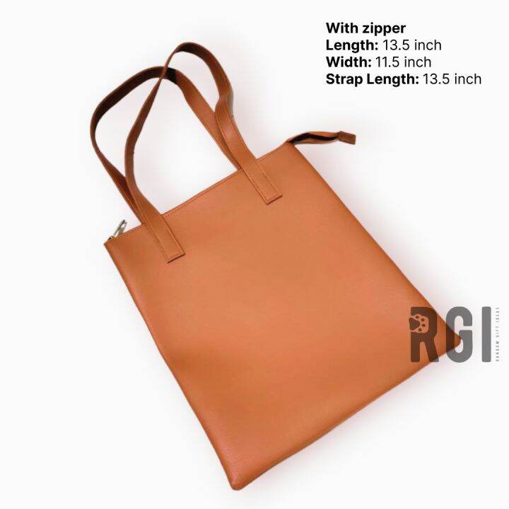 RGI Marikina Leather Tote Bag with zipper, Laptop bag, Minimalist Bag