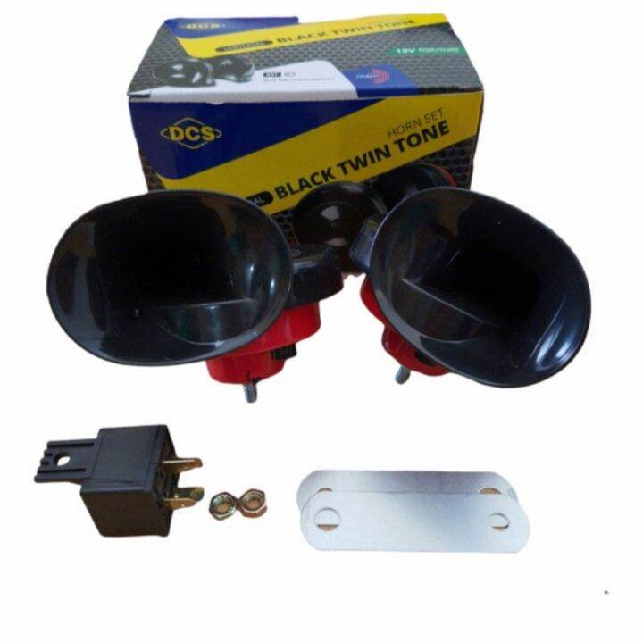 Klakson keong DCS 12V + relay / klakson keong black twin tone DCS 12V