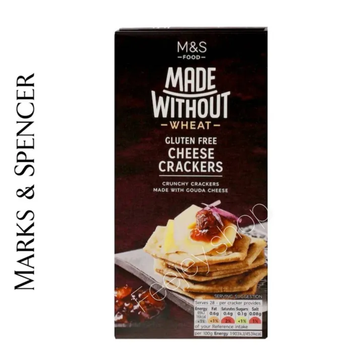 m&s made without wheat gluten free cheese crackers 100g.🧀🧀ขนมปังกรอบ