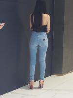 กางเกงผ้ายืดหญิงฟอกเซอร์ขาเดฟผ้ายืดหญิงงานซิป