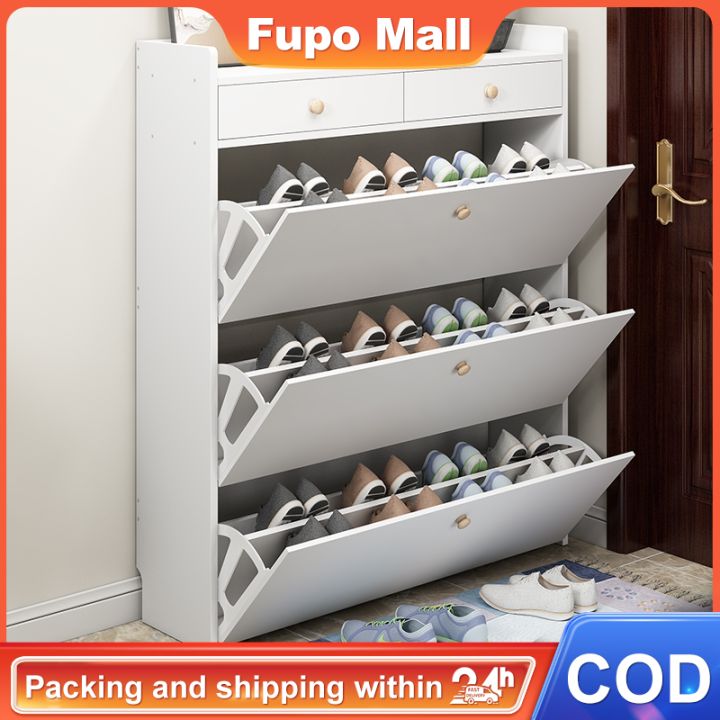 【COD】3 Layer Shoe Rack Organizer Shoe Cabinet Wood turnover shoe ...