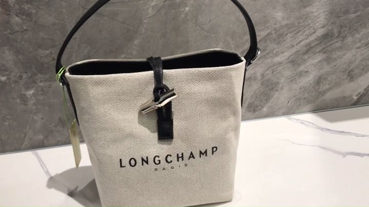 💕 LONGCHAMP seller 🔥] 100% original longchamp official store bag  L10159HSG037 canvas bucket bag Small Short Top-Handle Bags long champ bags
