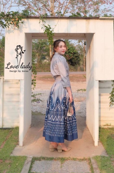 2xl-เซทผ้าไทยแขนยาว-เซทกระโปรง-love-lady