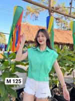 125.M เสื้อครอปเชิ๊ตคอปก ทรงสวยผ้าดีมาก