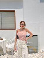 newlooksbkk TTYT03  Furring crop เสื้อสายเดี่ยวลูกไม้ สายสปาเกตตี้ เพิ่มลูกเล่นด้วยขนเฟอร์ฟูๆ