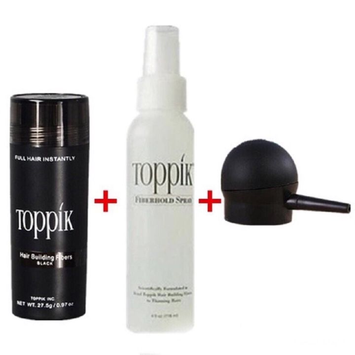 Toppik Hair Building Fiber ได้ 3 ชิ้น ปิดผมบาง ผงโรยหัว + เสปรย์ + หัวพ่น