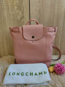 Longchamp Le Pliage Cuir Coin Purse With Key Ring In Pale Pink