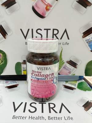 VISTRA Marine Collagen TriPeptide 1300 plus Coenzyme Q10 คอลลาเจน (1ขวด 30เม็ด)