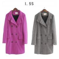 เสื้อโค้ท สักหลาด กันหนาว  trench coat สีชมพูสด ?แบรนด์ i.5S? (WY1152)