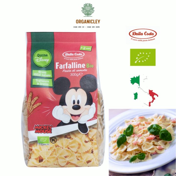 Nui Nơ Hữu Cơ Cho Bé Dalla Costa Organic Pasta Disney Farfalline Bio 300g -  Nui Cho Bé Ăn Dặm - Nui Hữu Cơ - Organicley 