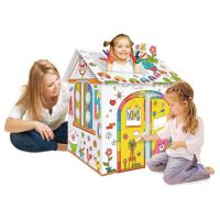 [พร้อมส่งในไทย] บ้านกระดาษหลังใหญ่ เข้าอยู่ด้านในได้ ระบายสีได้ แถมฟรี!สีเมจิก บ้านลังกระดาษ บ้านของเล่น
