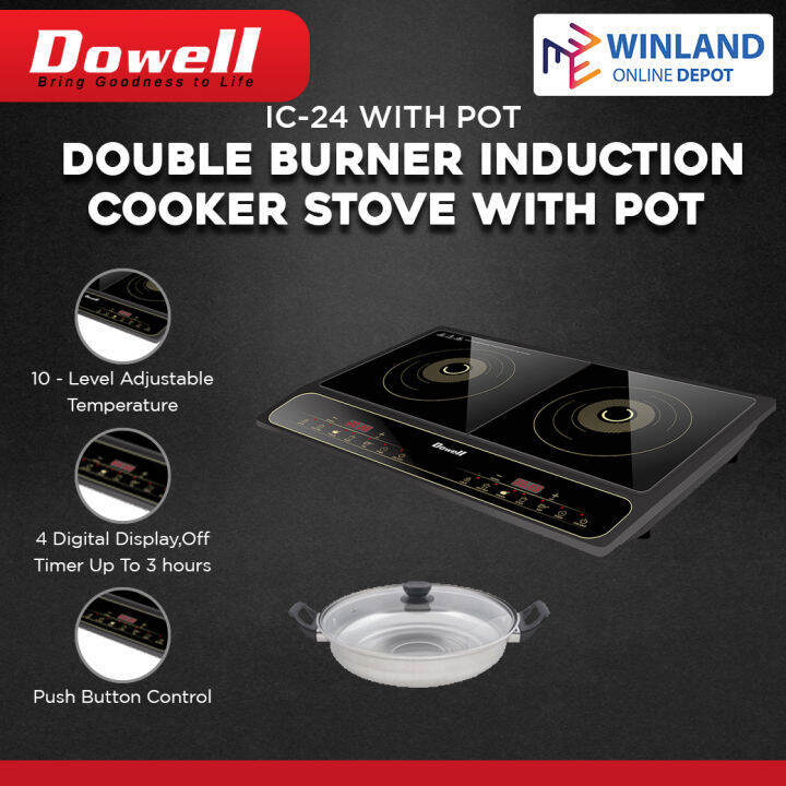 DOWELL by Winland Double Burner Induction Cooker Stove w/ Pot Electric Stove 3000W IC24 with