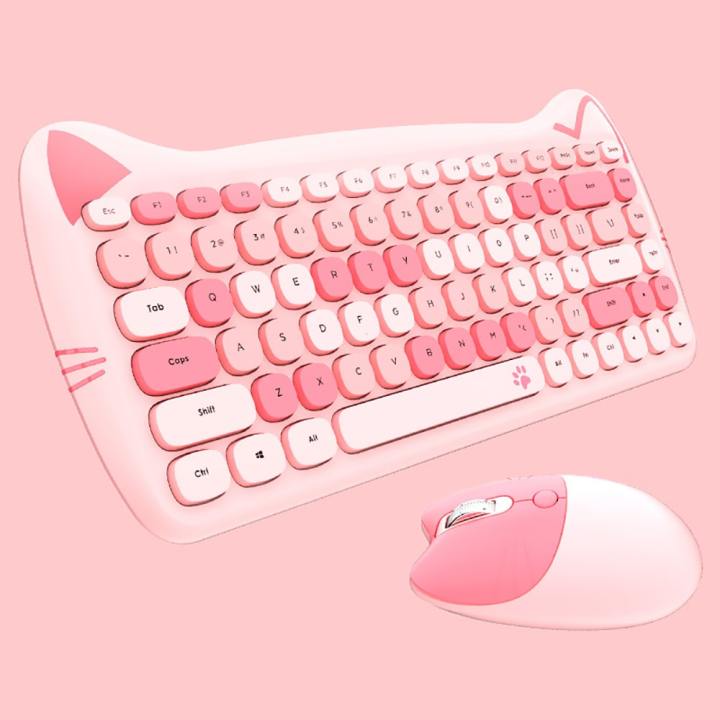 Bộ bàn phím Chuột máy tính không dây Wireless dễ thương hồng cute ...