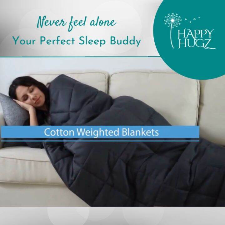 Happy Hugz Premium Weighted Blanket Queen 60"X80" 20LBS 25LBS Cotton