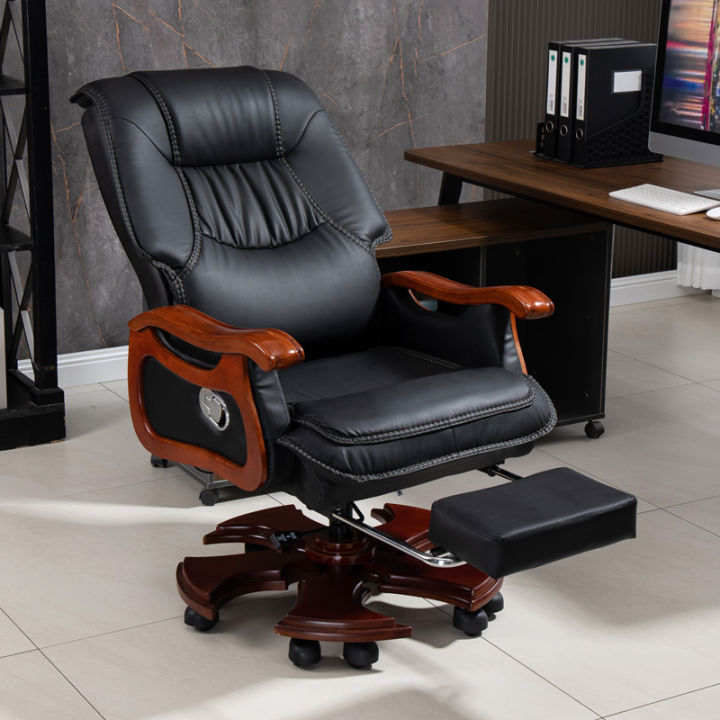 Genuine Leather Executive Chair Reclining Massage Leather Office Chair ...