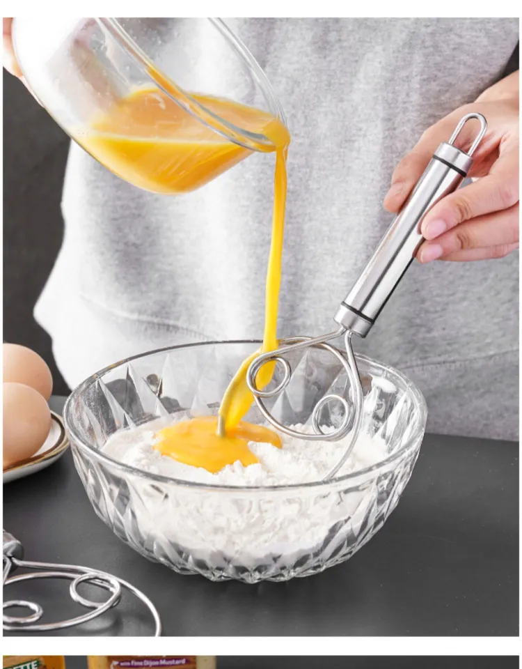 Stainless Steel Double Eye Coil Mixer Baking Tool Egg Beater Manual Dough  Powder Mixer Kitchen Whisk