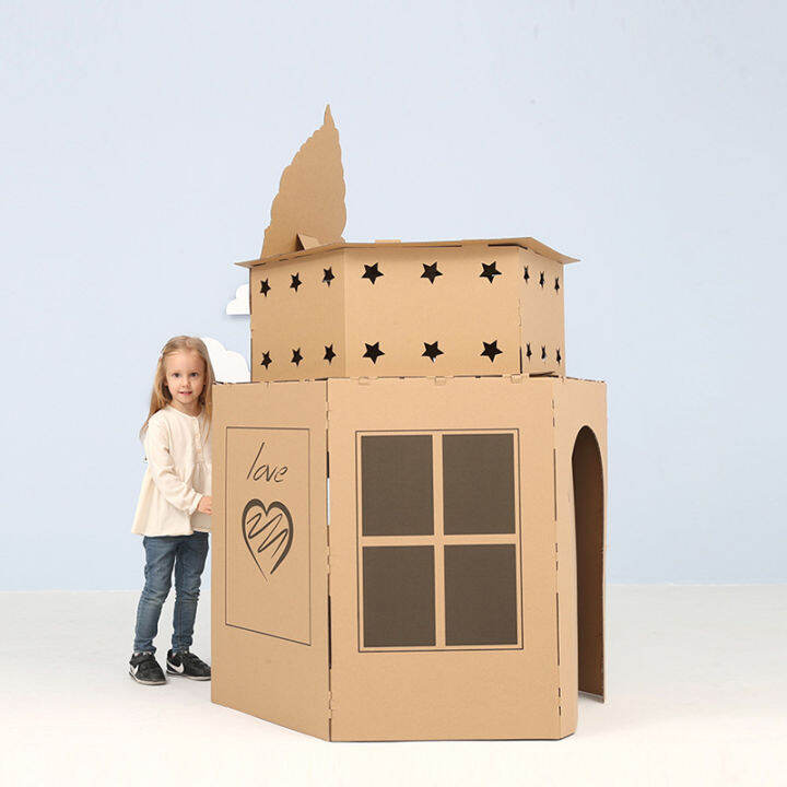 Children's Cardboard Toy House Model Cherry Cabin Girls Carton Making
