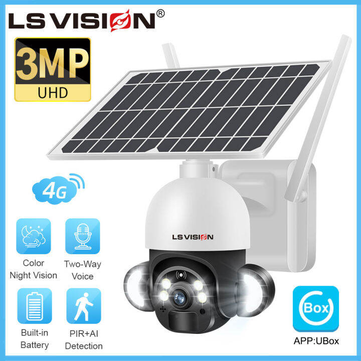 LS VISION 4MP 4G Solar PTZ Camera 5X Digital Zoom Outdoor Waterproof
