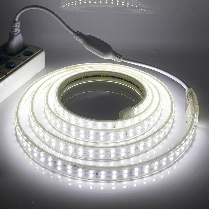เปลี่ยนฟรี 1 ปี ไฟ LED Strip 220V กันน้ำ ไฟนางฟ้า แถบไฟสองแถว ไฟในห้อง