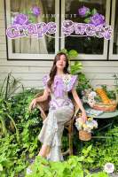 ?พร้อมส่ง?Maria diamond?จั้มสูท grape sweet jumpsuit