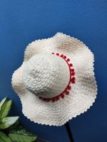 หมวกแฟชั่น หมวกดอกไม้ หมวกไปเที่ยวทะเล หมวกใส่เที่ยว หมวกวินเทจ หมวกสานใบลานทรงระบาย ขนาด 16นิ้ว งานแฮนด์เมด