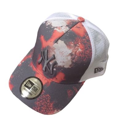 New Era Tie Dry Trucker Cap (Grey-Red)