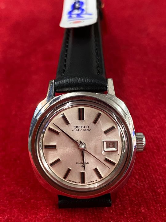 seiko-matic-lady-21-jewels-automatic-ตัวเรือนสแตนเลส-นาฬิกาผู้หญิง-นาฬิกามือสองของแท้