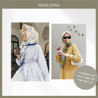 [MUSLEENA] THE PORCELAIN SCARF . 2 Colours . ผ้าพันคอ ผ้าคลุมผมสีเหลือง/น้ำเงิน ลวดลายวาดมือก่อนพิมพ์แบบปลอดสาร บรรจุในกล่องแข็งพิมพ์ทองพร้อมการ์ด #SCARF