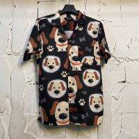 เสื้อฮาวายลายลูกหมา dog hawaii ไซค์ m l xl 2xl 3xl ผ้าไหมซาตินอิตาลี่?% ผ้านิ่มสวมใส่สบายไม่ร้อน ใส่ได้ทั้งชายและหญิง