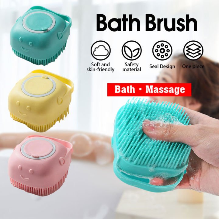 4 Pieces Silicone Soft Bath Shower Brush Exfoliating Body Scrubber with Soap  Dispenser Silicone Massage Bath