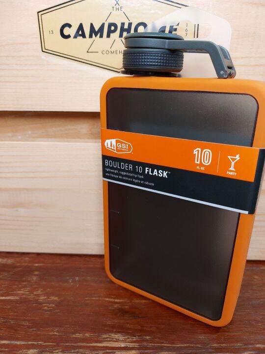 gsi-boulder-flask-10-oz-orange-ที่ใส่เครื่องดื่มบำรุงกำลัง-สำหรับสายอคมป์ทุกรูปแบบ-วัสดุpoly-และขอบsilicon-ทนทานไม่แตกง่ายๆ-เปิดปิดง่ายดาย