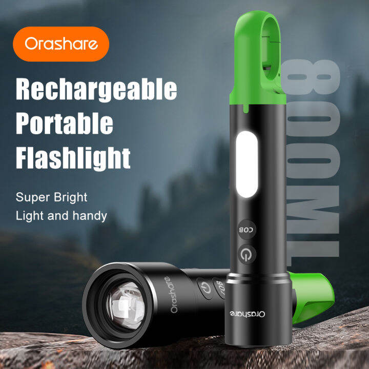 Orashare OL03 Led Flashlight Rechargeable Torch Light COB Super Bright