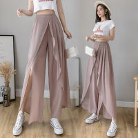 top●Chiffon Dress Pants Loose Pants Female Summer Thin Section Loose Slit 2020 New Style High-waisted Drape Elegant Capri Pants Sub-