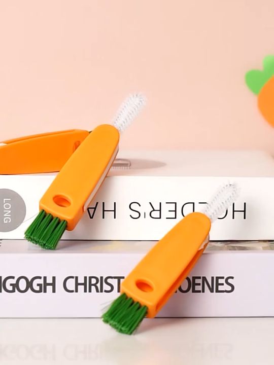 Bottle Cleaning Brush, 3 In 1 Multifunctional Cute Carrot Cup Lid