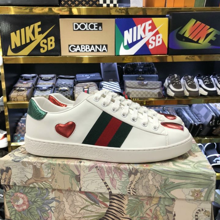 Giày Gucci tim, Wmns Ace low heart, ảnh thật 