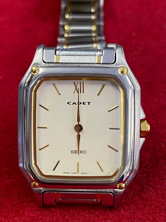 seiko-cadet-quartz-ตัวเรือนสแตนเลส-นาฬิกาผู้ชาย-มือสองของแท้