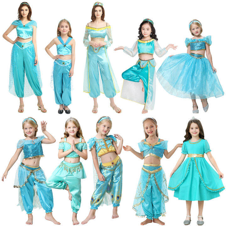 Halloween Princess Jasmine Costume Aladdin Cos Stage Costume Clothes ...