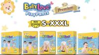 แพมเพิส เบบี้เลิฟเพลย์แพ้นส์ Babylove Play Pants Premium 1 ห่อ แพมเพิส BABY LOVE แพมเพิสเด็ก (มีไซส์ S , M , L , XL , XXL ,XXXL) แบบกางเกง